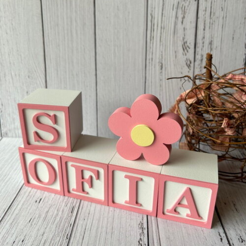Decoração Bebê - Cubos 6x6cm Candy Ts + 1 Flor