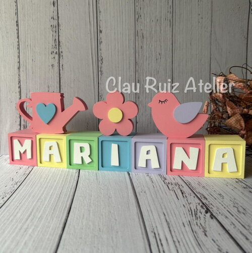 Decoração Bebê - Cubos 6x6cm Candy Ts + Jardim 3 Peças