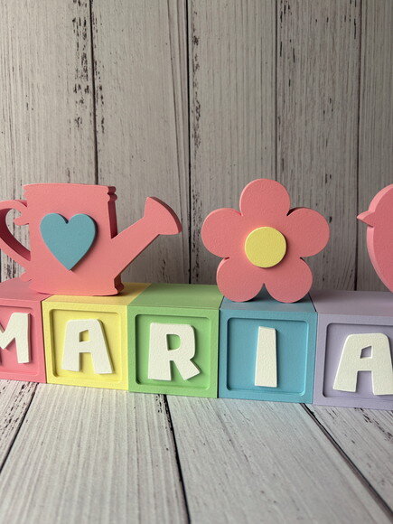 Decoração Bebê - Cubos 6x6cm Candy Ts + Jardim 3 Peças