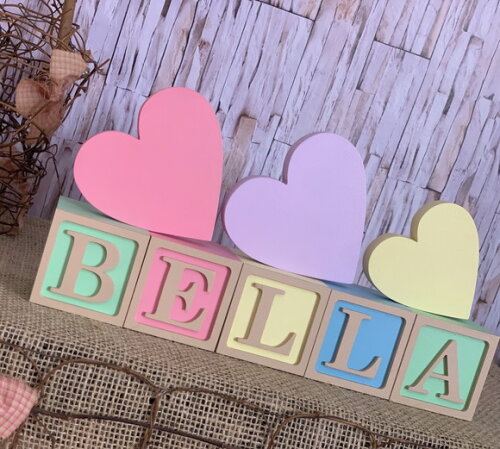 Decoração Bebê - Cubos 6x6cm Candy Ts + Trio de Coração