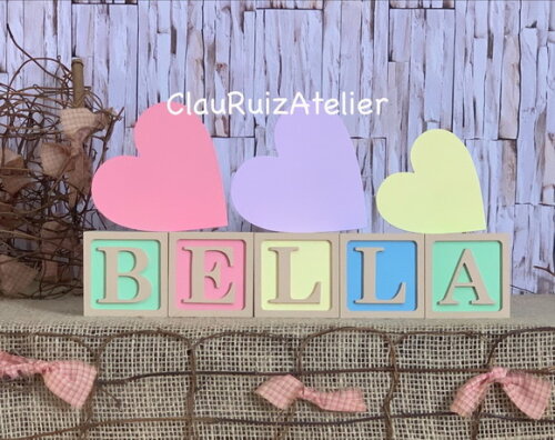 Decoração Bebê - Cubos 6x6cm Candy Ts + Trio de Coração