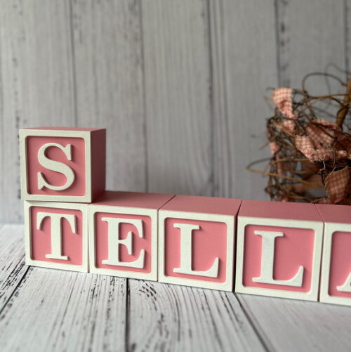 Decoração Bebê - Cubos 6x6cm Nome com Moldura
