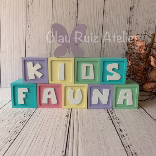Decoração Bebê - Cubos 6x6cm Ts + Borboleta