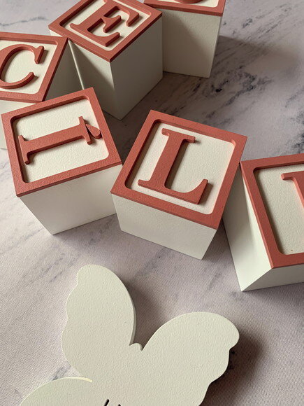 Decoração Bebê - Cubos 6x6cm Ts + Borboleta