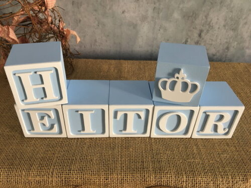 Decoração Bebê - Cubos 6x6cm Ts Coroa de Príncipe