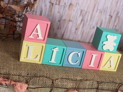 Decoração Bebê - Cubos 6x6cm Urso
