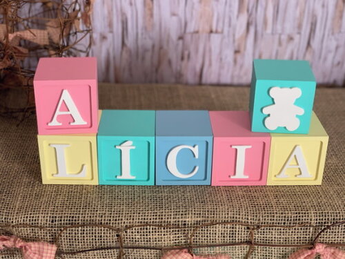 Decoração Bebê - Cubos 6x6cm Urso