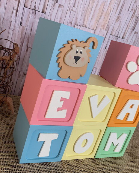 Decoração Bebê - Cubos 8x8cm Ts Safari - Chá Revelação