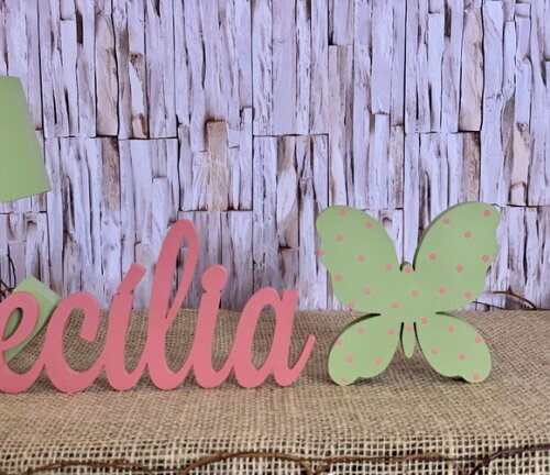 Decoração Bebê - Jardim Encantado - Nome + Borboleta de Mesa