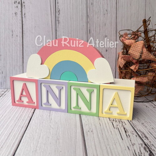 Decoração Bebê Candy Colors - Cubos 6x6cm Ts + Arco Íris.