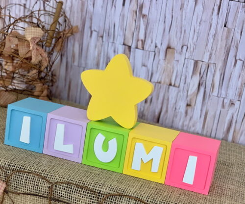 Decoração Bebê Candy Colors - Cubos 6x6cm Ts + Estrela