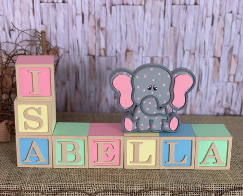 Decoração Bebê Cubos 6x6c Ts +elefante Pi Tons Terrosos