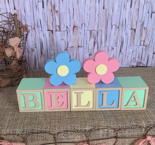 Decoração Bebê Cubos 6x6cm Candyts + 2 Flores Tons Terrosos
