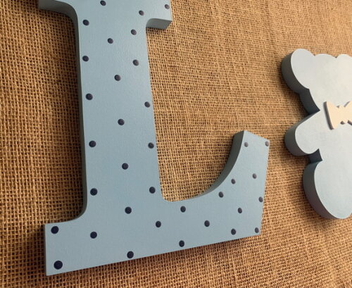 Decoração de Bebê Iniciais 30cm Urso 25cm