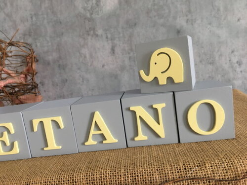 Decoração de Quarto de Bebê - Cubos 6x6cm Elefante