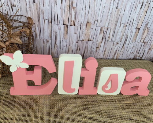 Decoração de Quarto Infantil - Blocos Nome em mdf ~borboleta