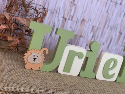 Decoração de Quarto Infantil - Blocos Nome em mdf com Leão