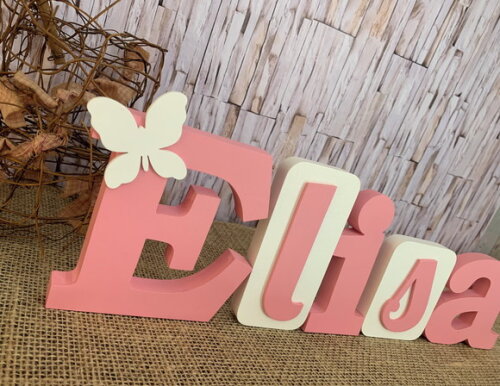 Decoração de Quarto Infantil - Blocos Nome em mdf ~borboleta