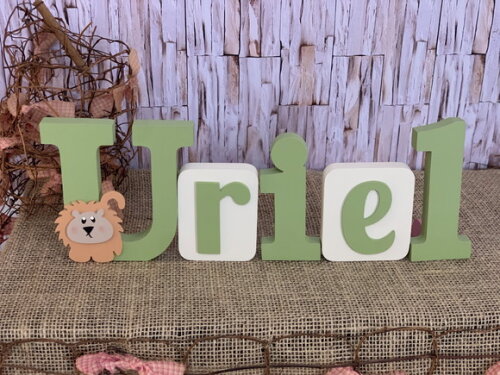 Decoração de Quarto Infantil - Blocos Nome em mdf com Leão
