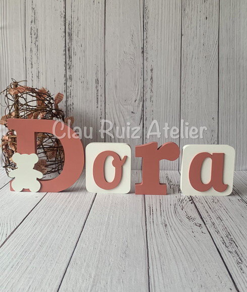 Decoração de Quarto Infantil - Blocos Nome em mdf Urso