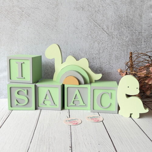 Dinossauro -arco Iris e Cubos 8x8cm - Decoração Bebê