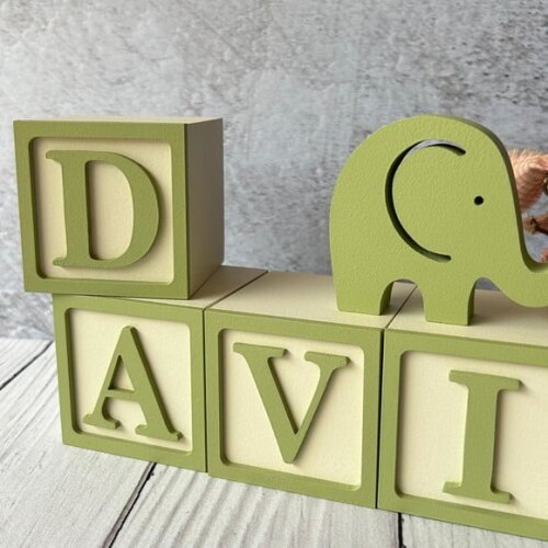 Elefante + Cubos 6x6cm Ts - Decoração Bebê