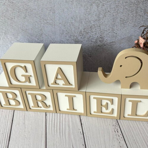 Elefante + Cubos 8x8cm Ts - Decoração Bebê