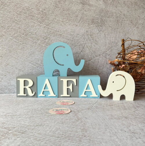 Elefante Dupla+ Cubos 6x6cm Quarto de Bebê
