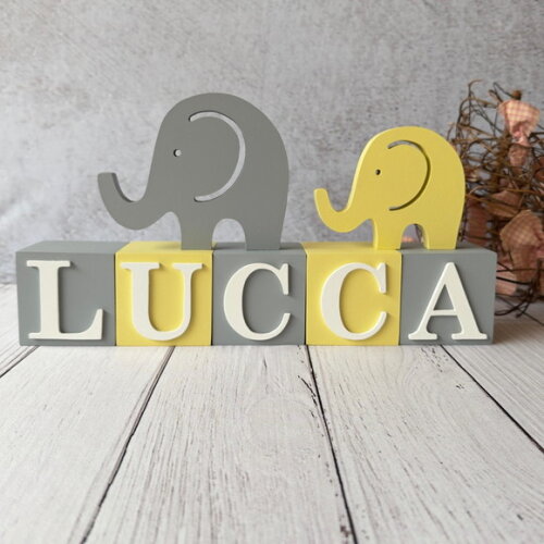 Elefantes + Cubos 6x6cm - Decoração Bebê