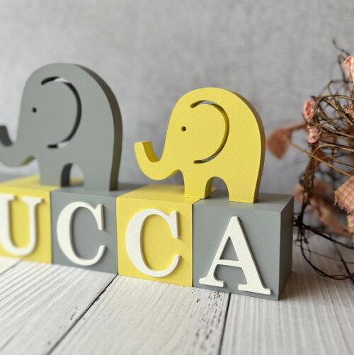 Elefantes + Cubos 6x6cm - Decoração Bebê