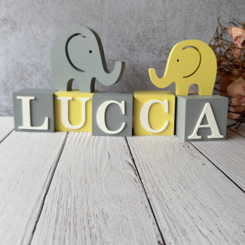 Elefantes + Cubos 6x6cm - Decoração Bebê