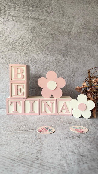 Flores + Cubos 6x6cm Candy Ts Decoração Bebê Pastéis