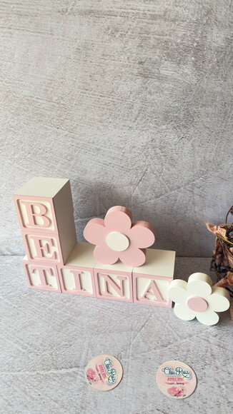 Flores + Cubos 6x6cm Candy Ts Decoração Bebê Pastéis