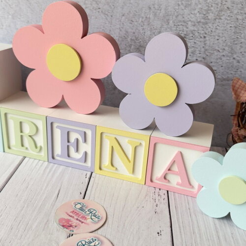 Flores + Cubos 6x6cm Candy Ts Decoração Bebê Pastéis
