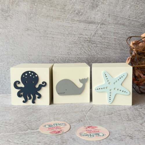 Fundo do Mar Cubos 8x8cm Decoração Bebê