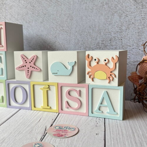 Fundo do Mar Tons Pastel Cubos 6x6cm Ts- Decoração Bebê