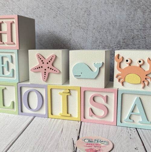 Fundo do Mar Tons Pastel Cubos 6x6cm Ts- Decoração Bebê