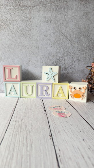 Fundo do Mar Tons Pastel Cubos 6x6cm Ts- Decoração Bebê