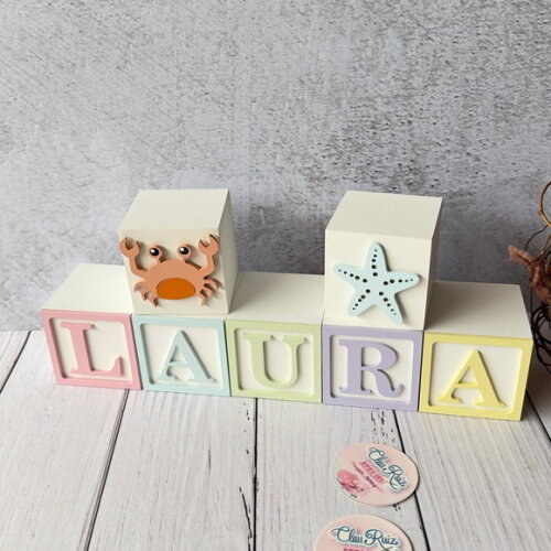 Fundo do Mar Tons Pastel Cubos 6x6cm Ts- Decoração Bebê