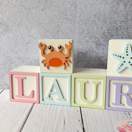 Fundo do Mar Tons Pastel Cubos 6x6cm Ts- Decoração Bebê