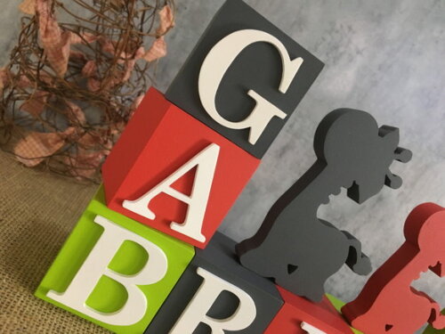 Girafas Trio + Cubos Personalizados com Nome 6x6cm - Bebê