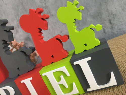 Girafas Trio + Cubos Personalizados com Nome 6x6cm - Bebê