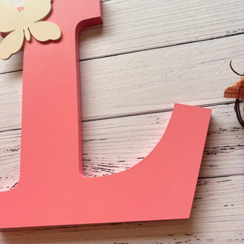 Iniciais em Mdf-30cm com Borboleta Aplique - Decoração Bebê