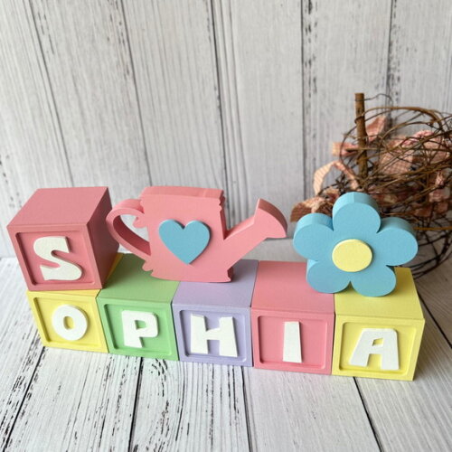 Jardim - Decoração Bebê Cubos 6x6cm Candy Ts+ Regador + Flor