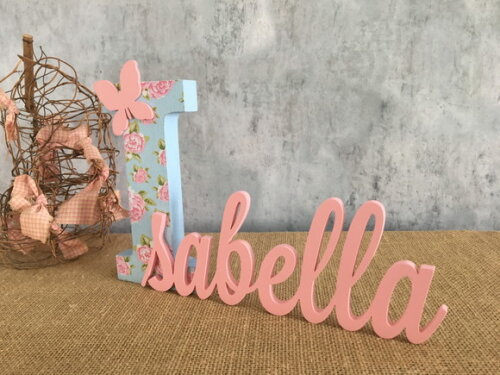 Nome em MDF Personalizado com Tecido para Quarto de Bebê - Letra