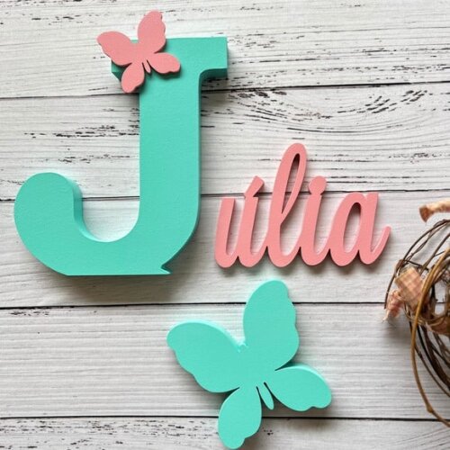 Jardim Encantado -decoração Bebê Nome em mdf + Borboleta