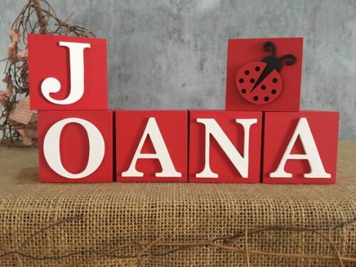 Joaninha Cubos 6x6cm Decoração Bebê