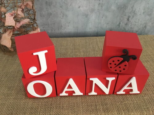 Joaninha Cubos 6x6cm Decoração Bebê