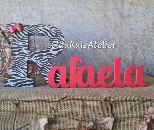 Letras De Mdf -nomes 18cm Laço