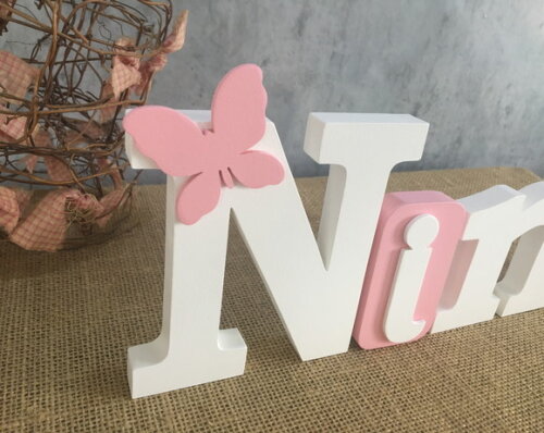 Letras de mdf -nomes Blocos Borboleta